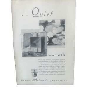 Vintage 1931 Bryant Automatic Gas Heating Quiet Ad Advertisement